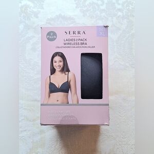 2 pack black Wireless Bras, soft foam cups, adjustable straps & back closure, XL